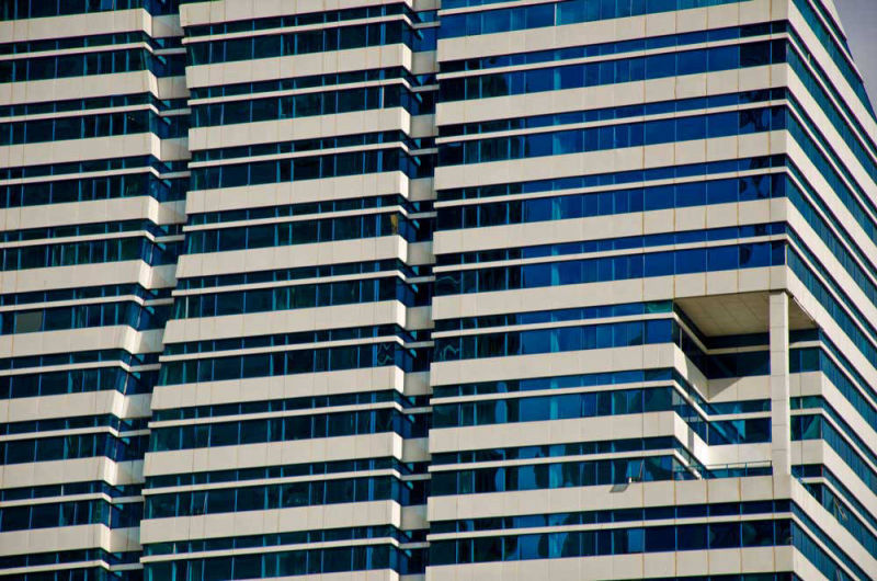 Blue windows in Astana Kazakhstan buildings