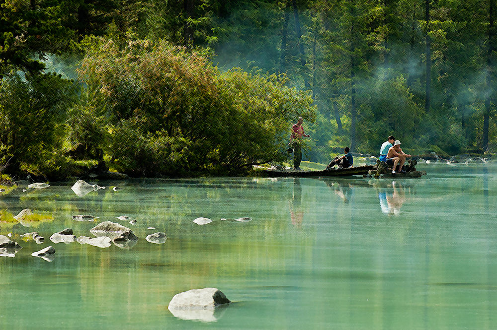 Fishing on Lake Kurchela Siberia Russia