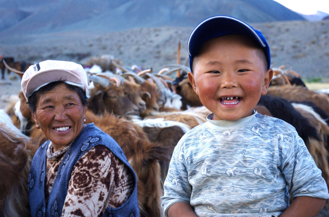 Mongol Goatherd lad with Gran